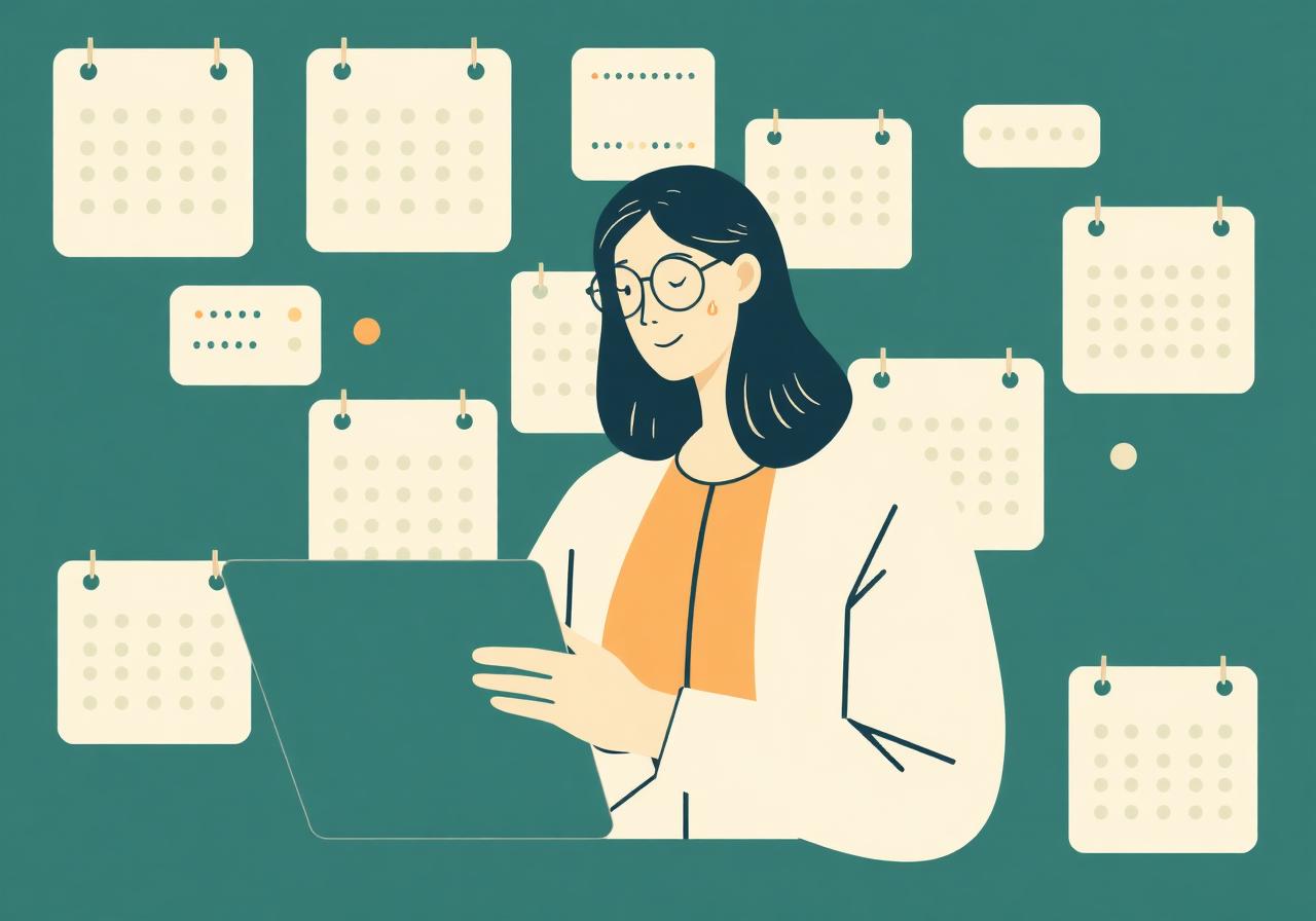 Consultant managing multiple client calendars from one workspace