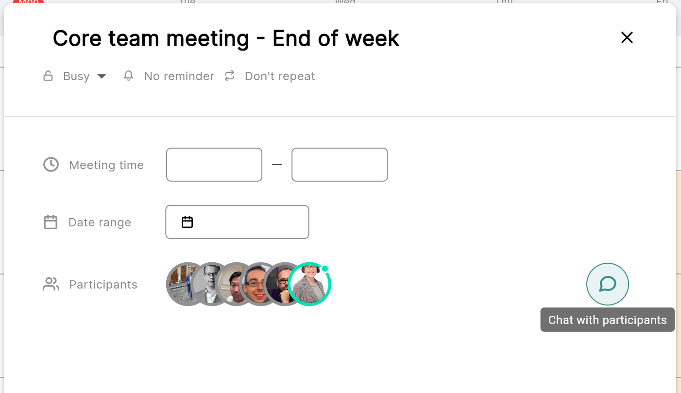 An image of the Meeting Chat feature in OrganAise